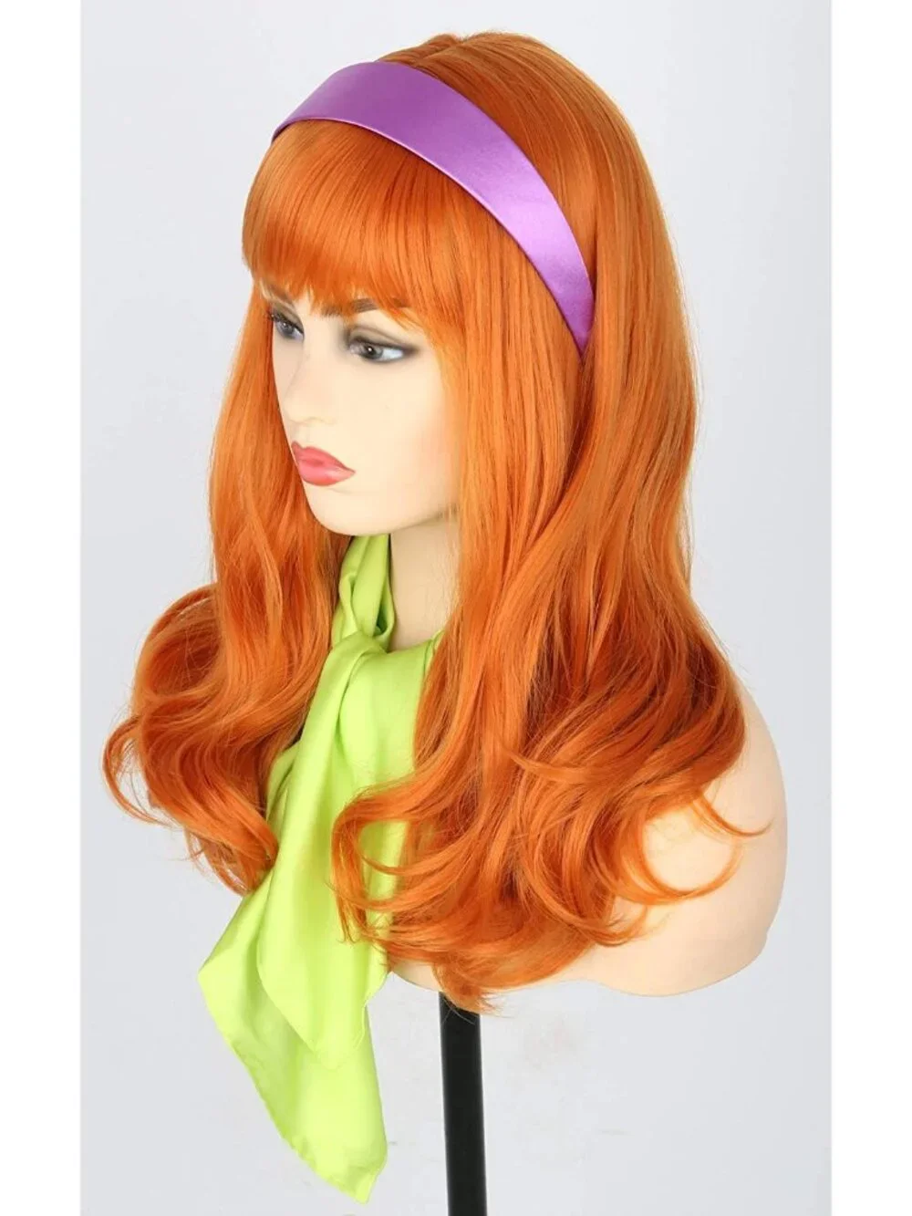Women's Orange Short Cosplay Halloween Costume Wig With Necklace Earrings